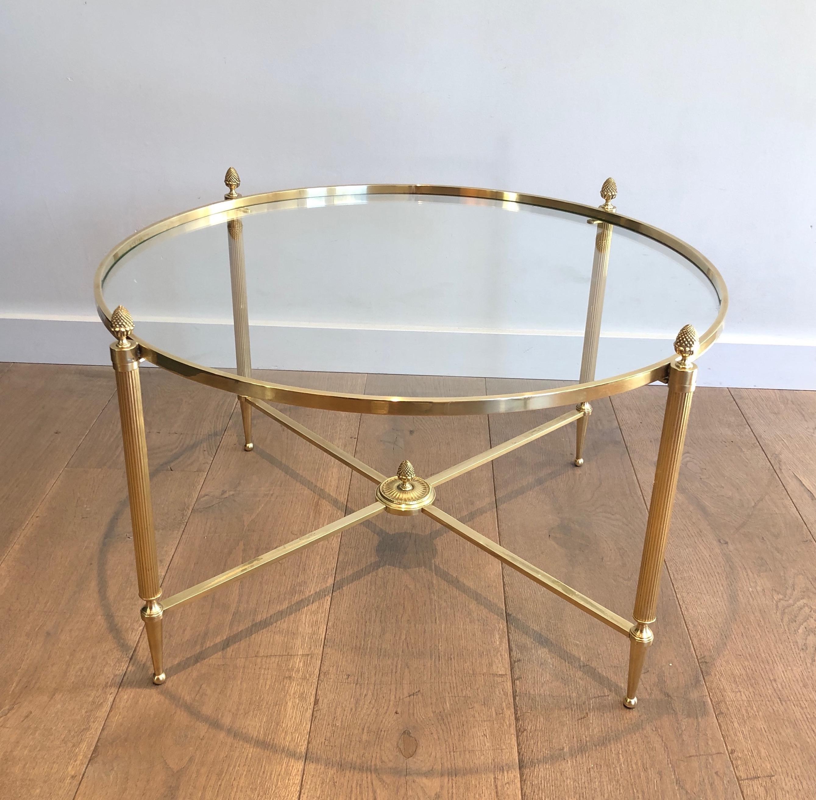 Round Brass Coffee Table by Maison Baguès 12
