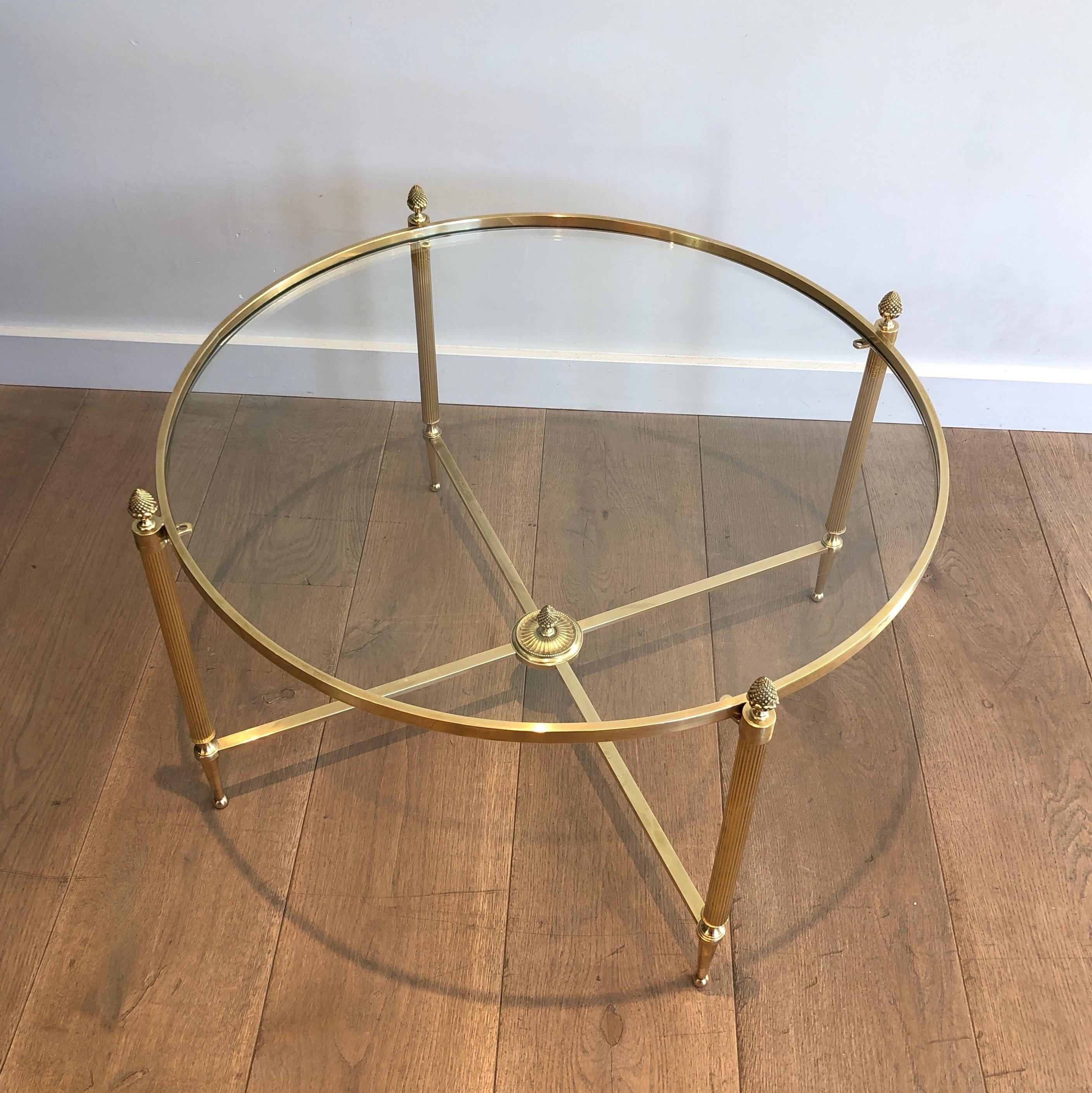 Round Brass Coffee Table by Maison Baguès In Good Condition In Marcq-en-Barœul, Hauts-de-France