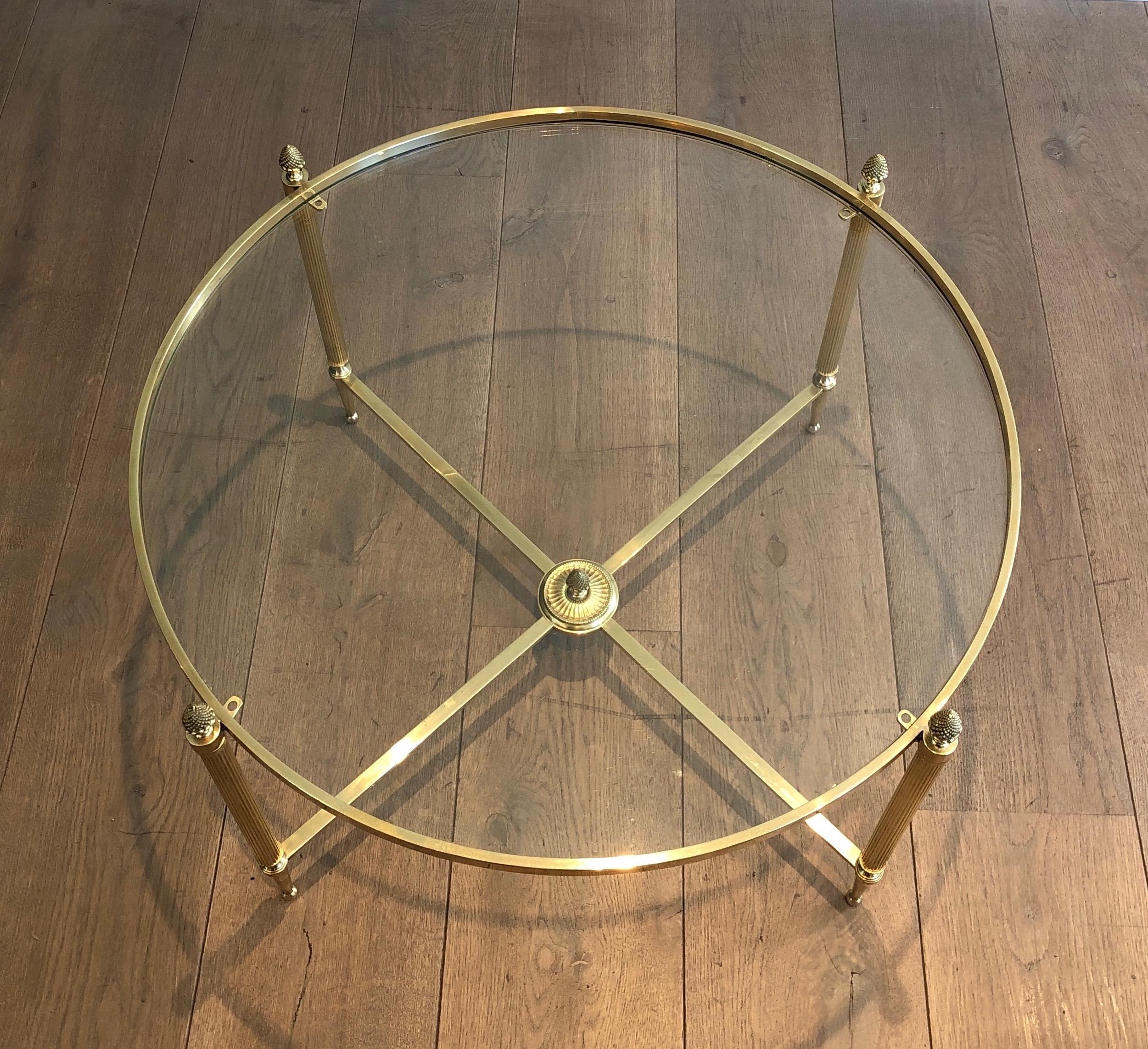 Round Brass Coffee Table by Maison Baguès 1