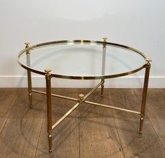 Round Brass Coffee Table. Maison Baguès