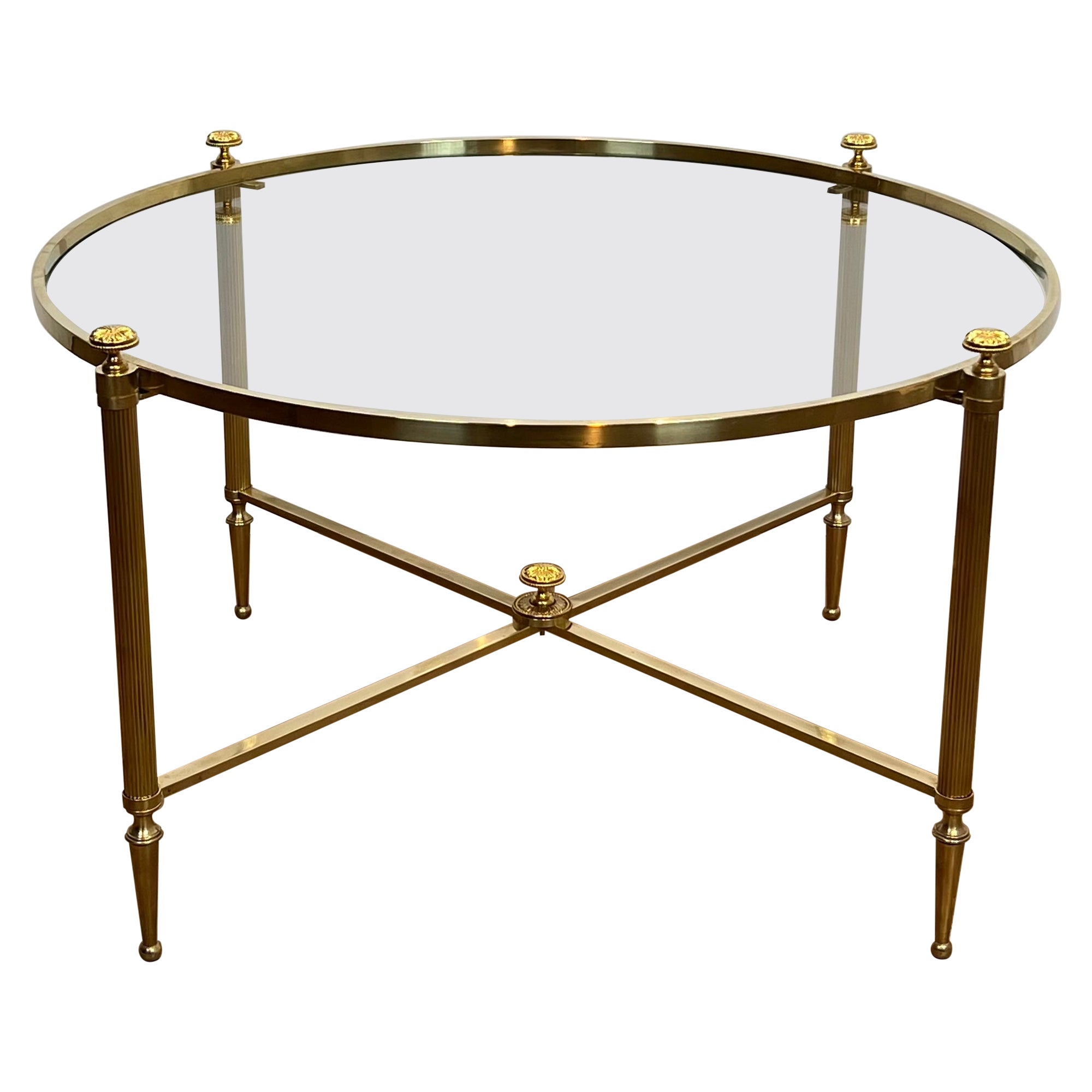Round Brass Coffee Table. Maison Baguès