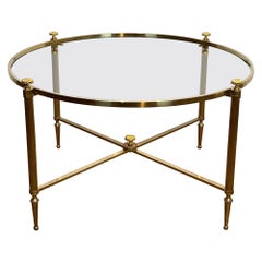 Round Brass Coffee Table. Maison Baguès