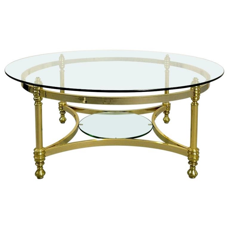 Round Brass Coffee Tables 179 For, Round Brass Coffee Table With Glass Top