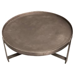 Round Brass Coffee Table with Self Tripod Legs, India, Contemporary