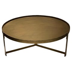 Round Brass Coffee Table with Self Tripod Legs, India, Contemporary