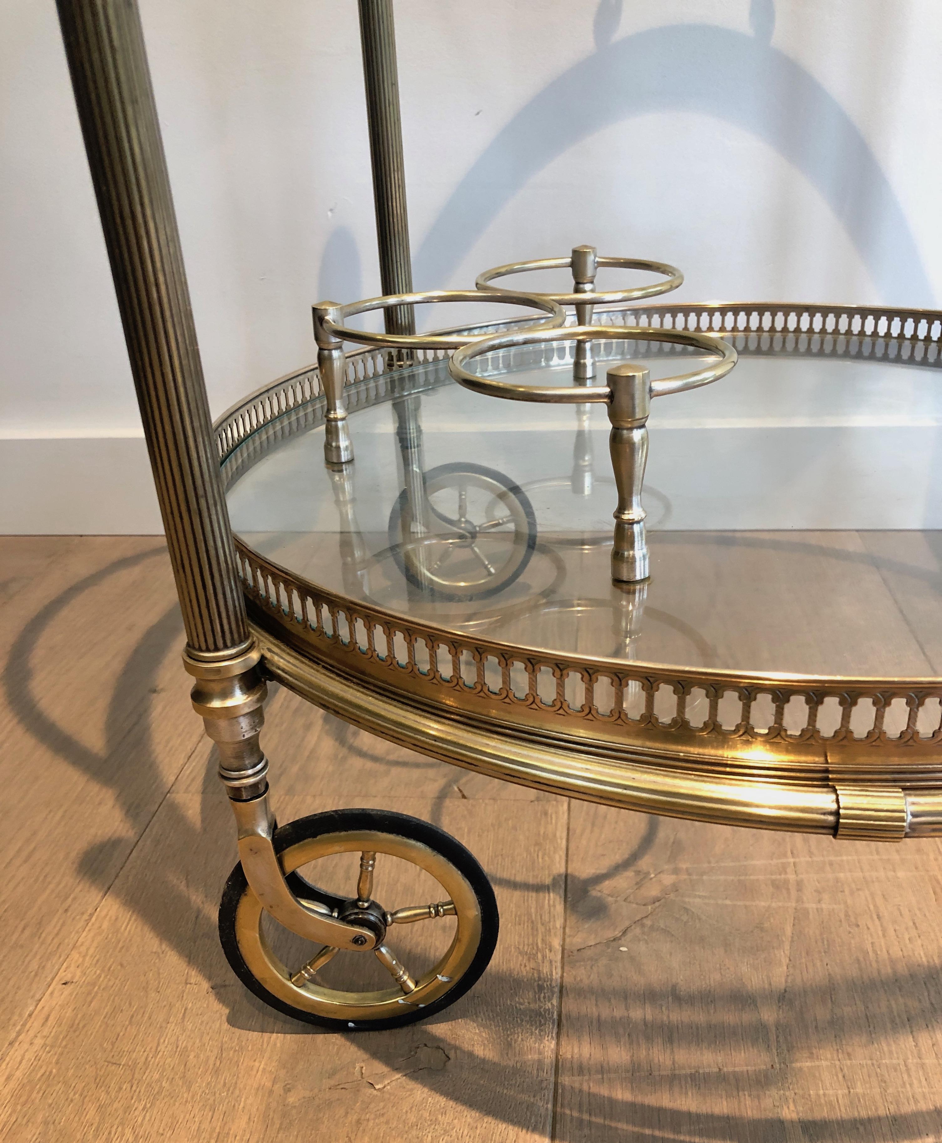Round Brass Drinks Trolley by Maison Bagués For Sale 5
