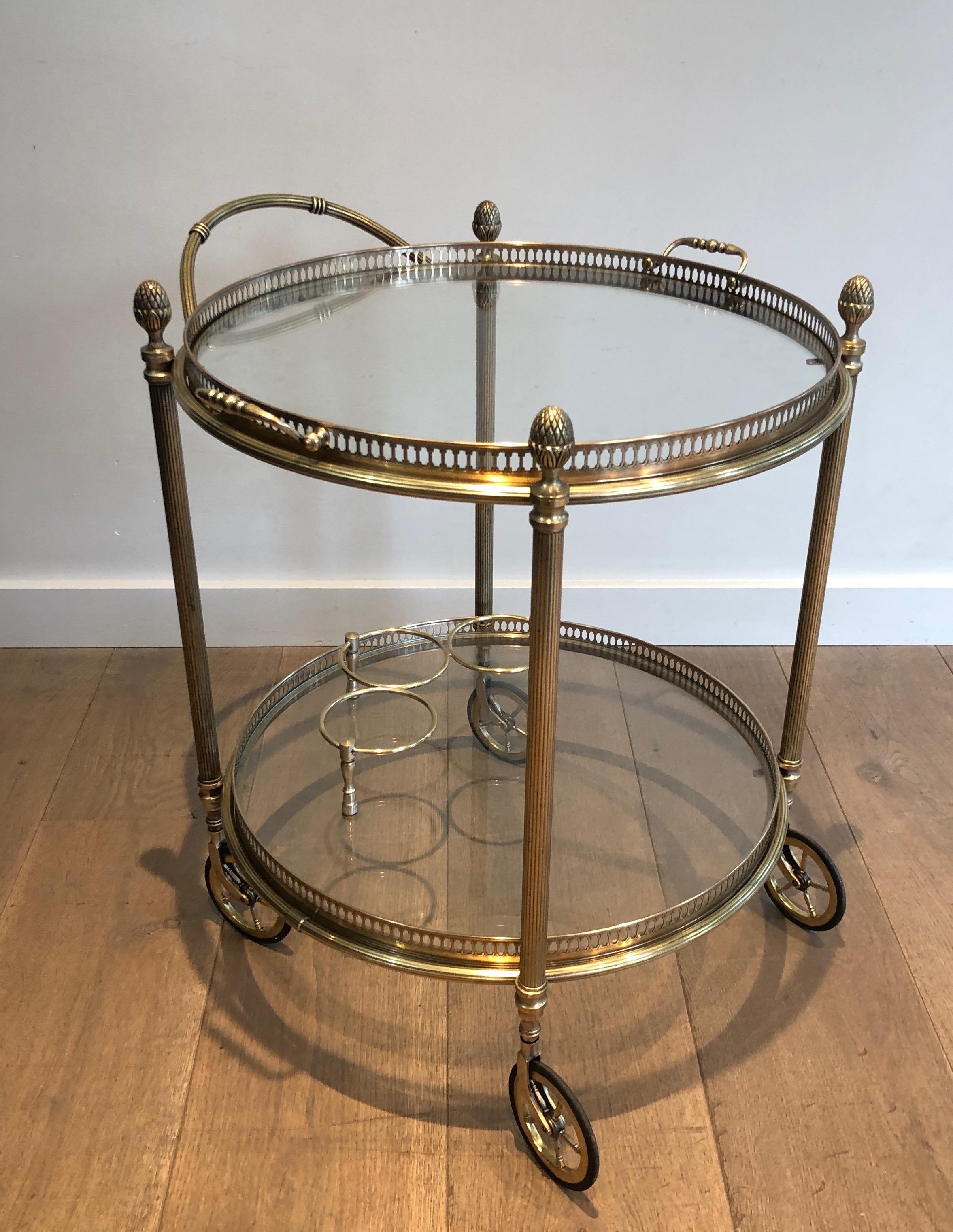 Round Brass Drinks Trolley by Maison Bagués For Sale 6