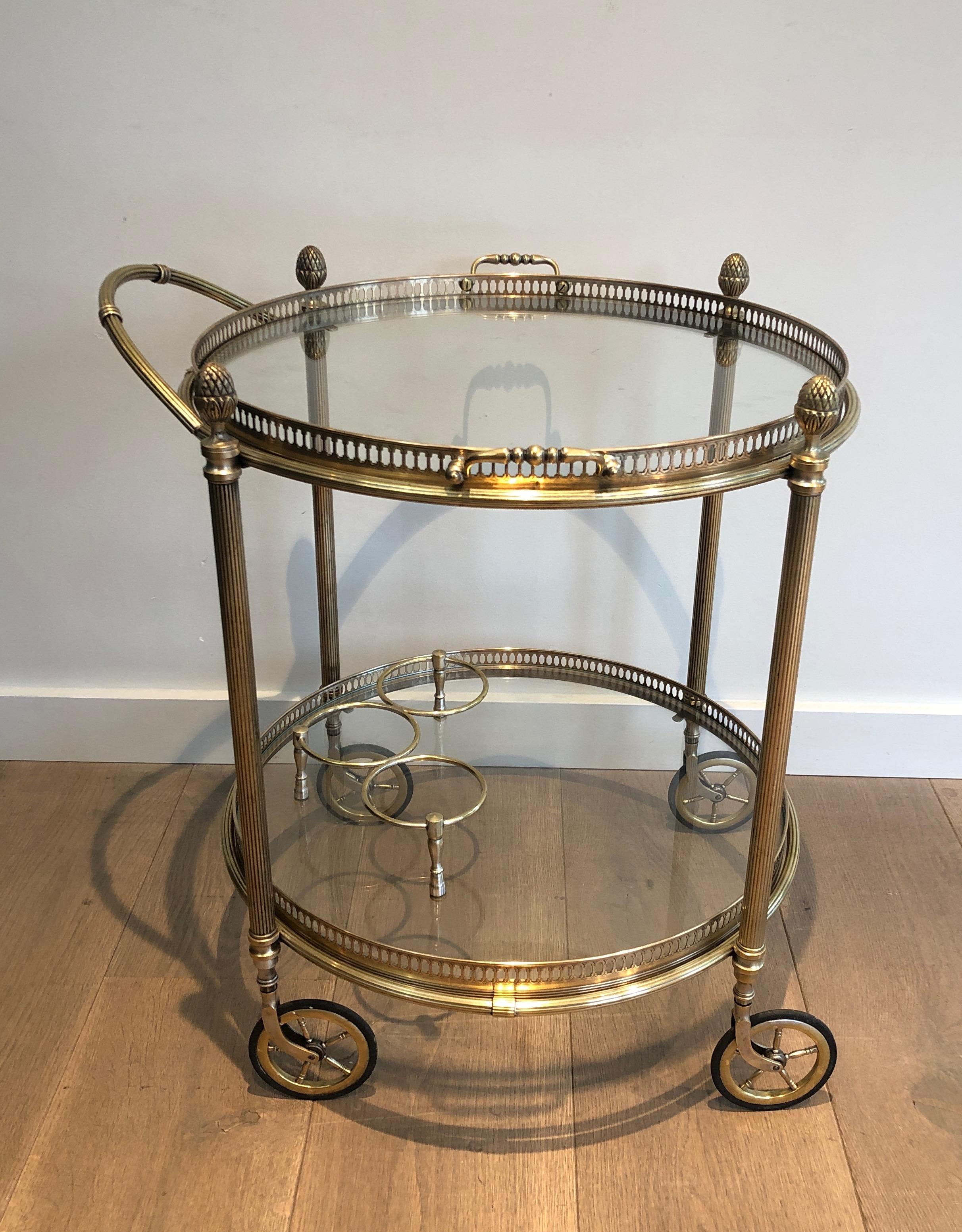 Round Brass Drinks Trolley by Maison Bagués For Sale 7