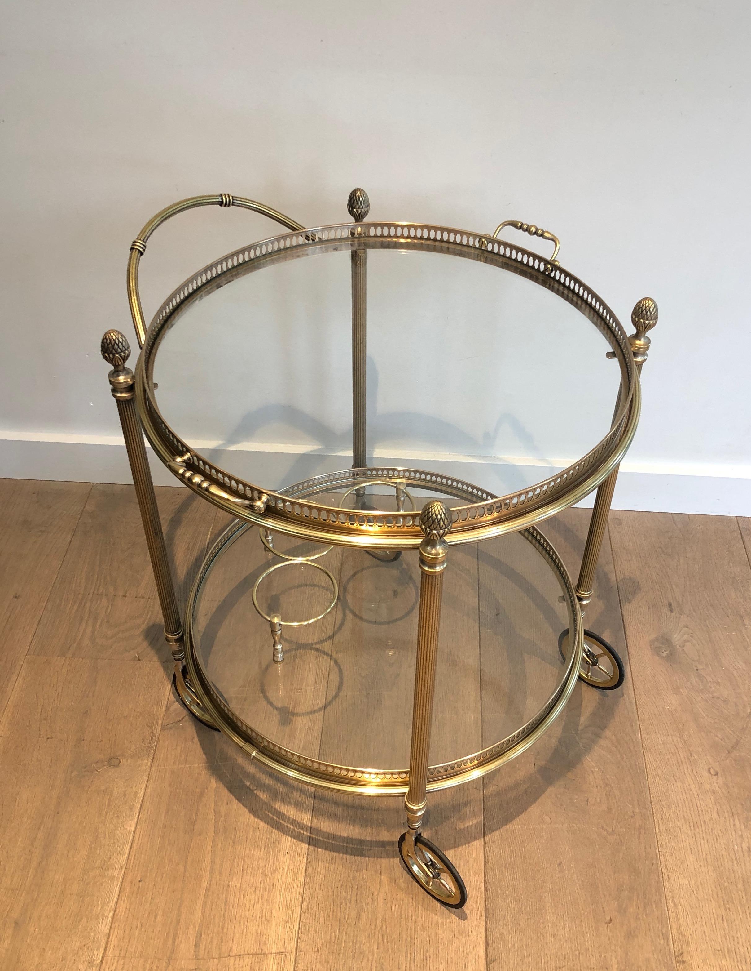 Round Brass Drinks Trolley by Maison Bagués For Sale 8