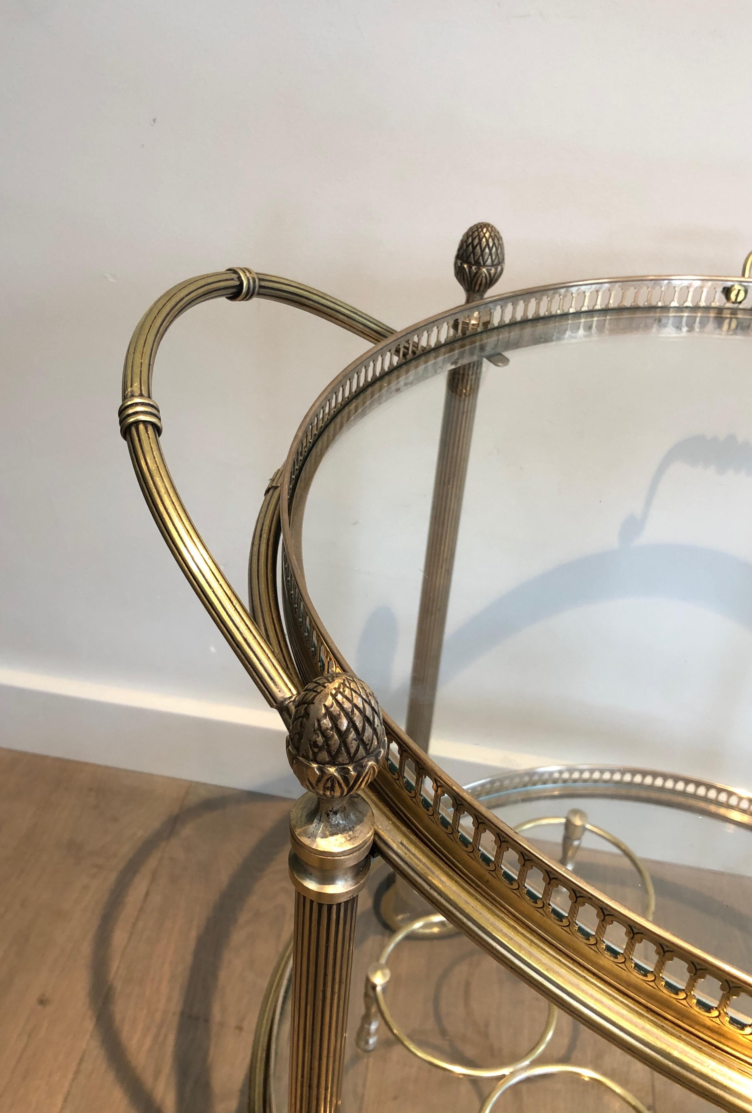 Round Brass Drinks Trolley by Maison Bagués For Sale 9