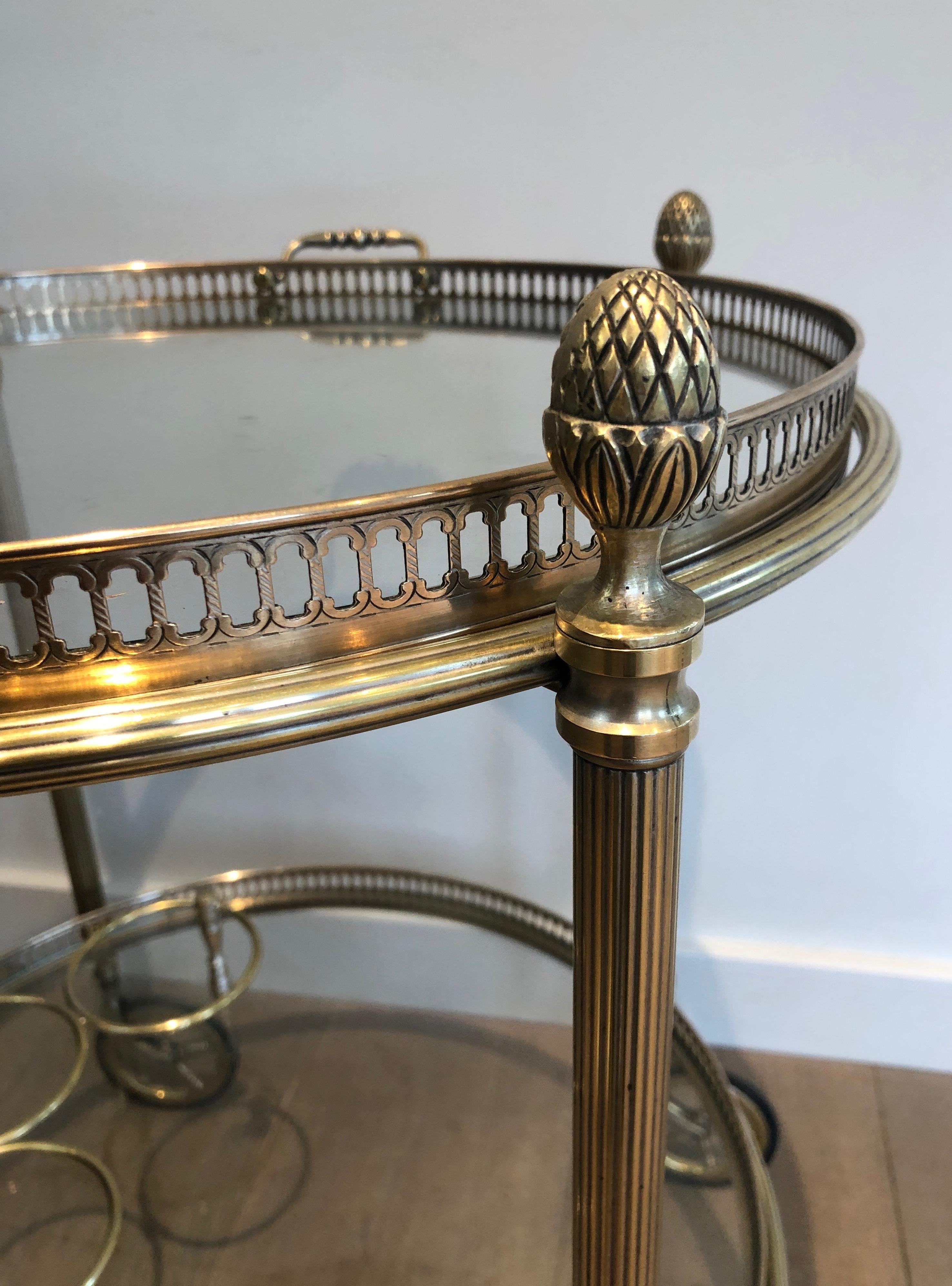 Round Brass Drinks Trolley by Maison Bagués For Sale 13