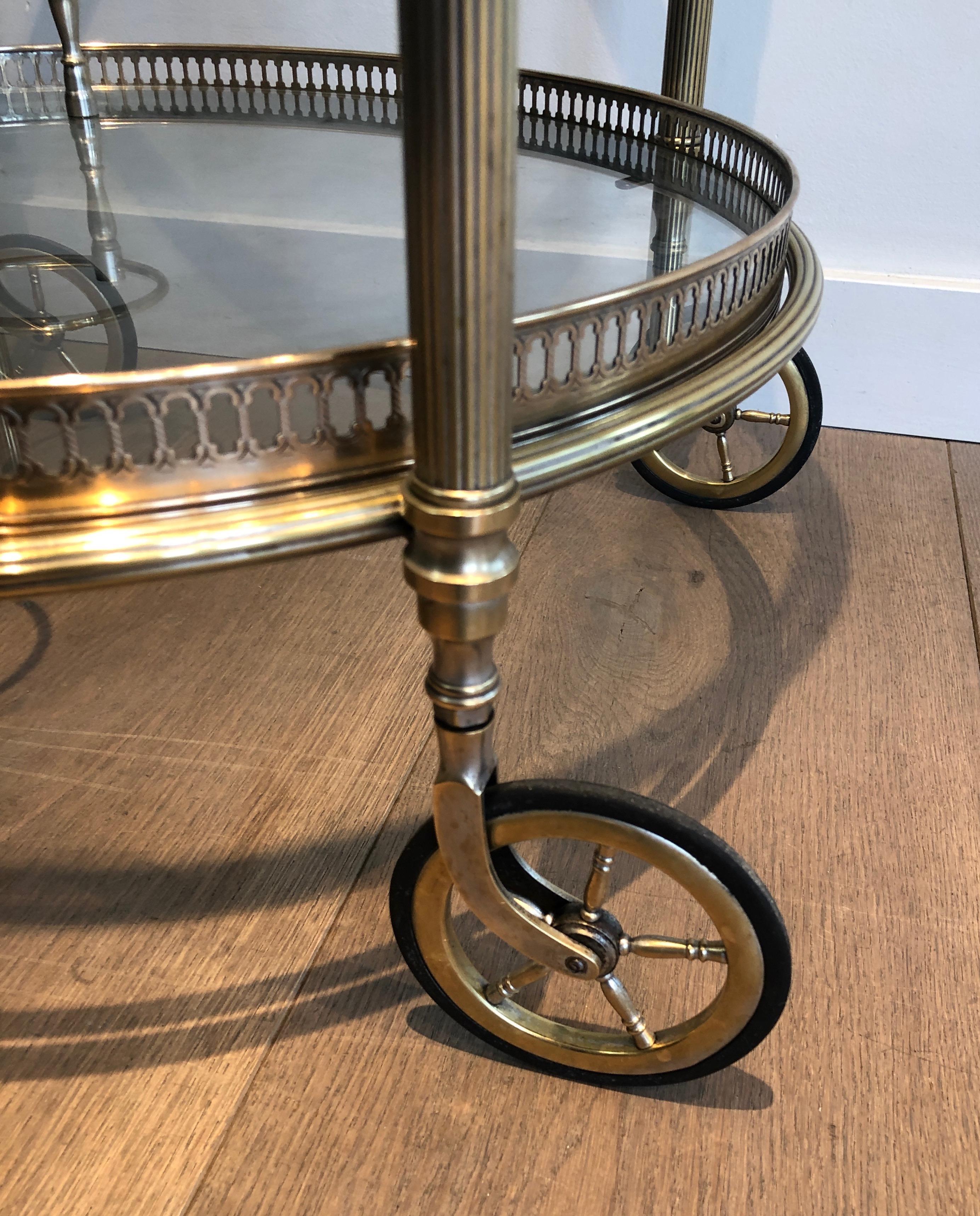 Round Brass Drinks Trolley by Maison Bagués For Sale 14