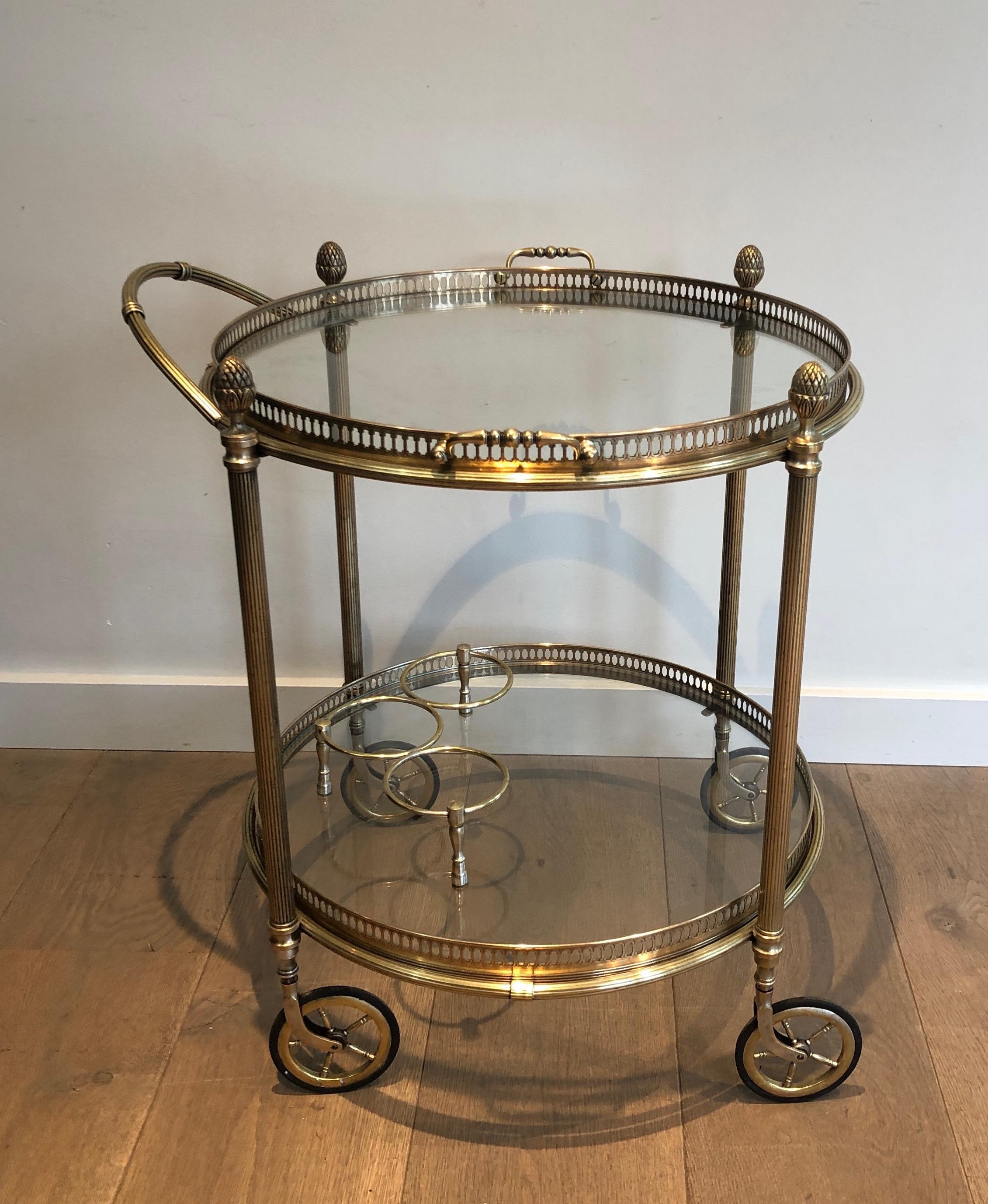 Round Brass Drinks Trolley by Maison Bagués For Sale 15