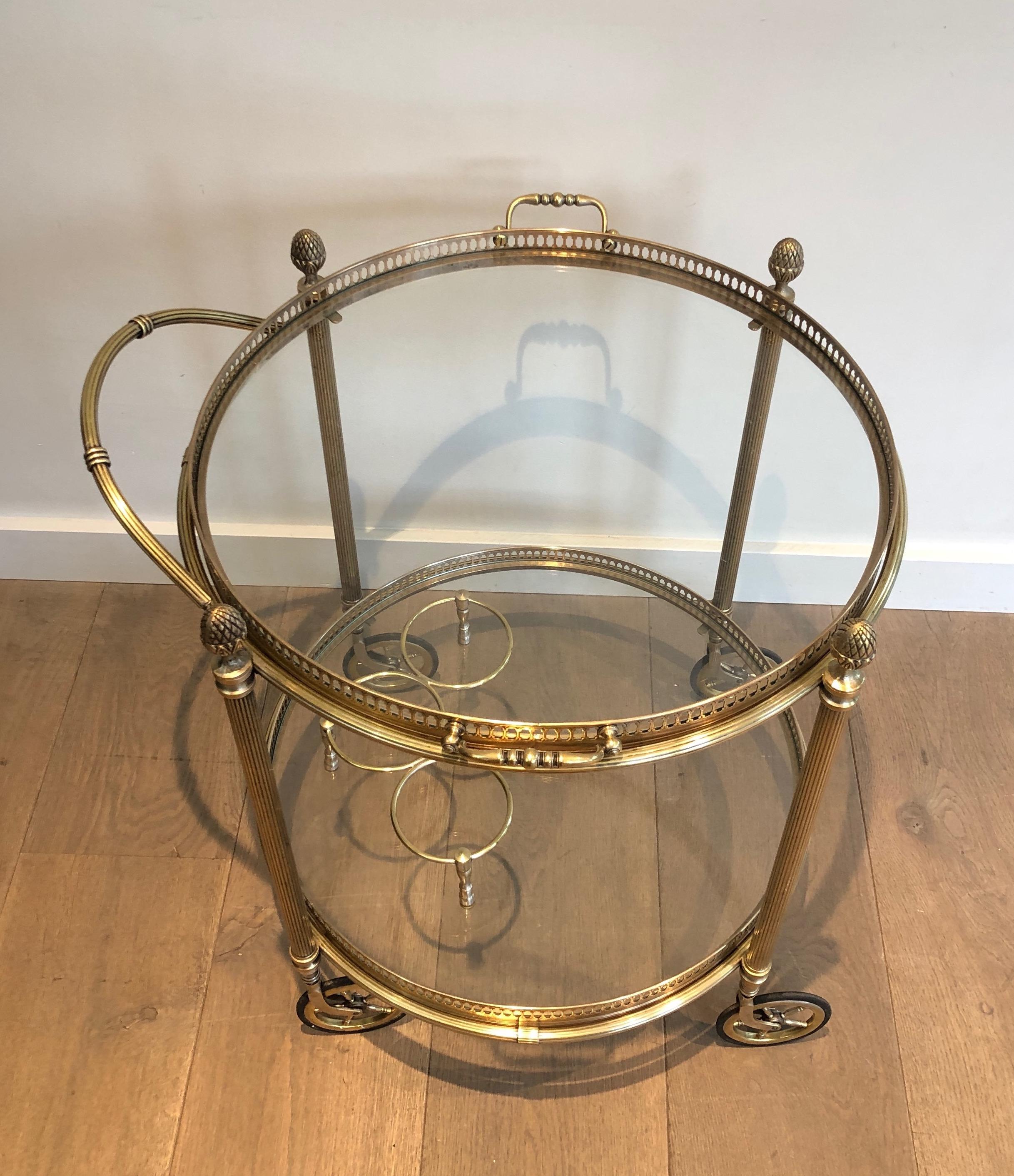 French Round Brass Drinks Trolley by Maison Bagués For Sale