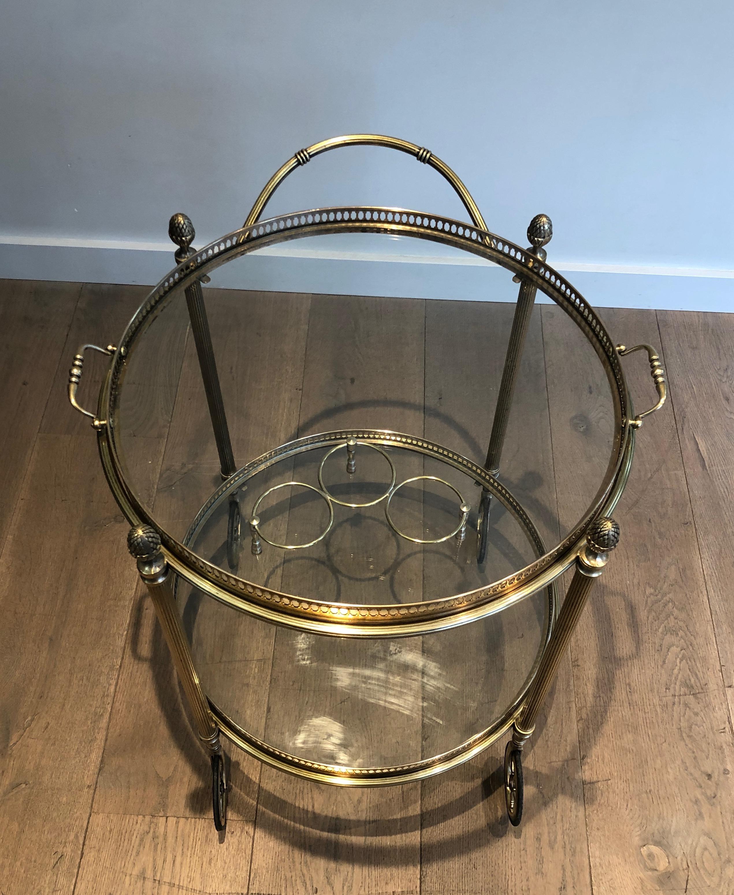 Mid-20th Century Round Brass Drinks Trolley by Maison Bagués For Sale