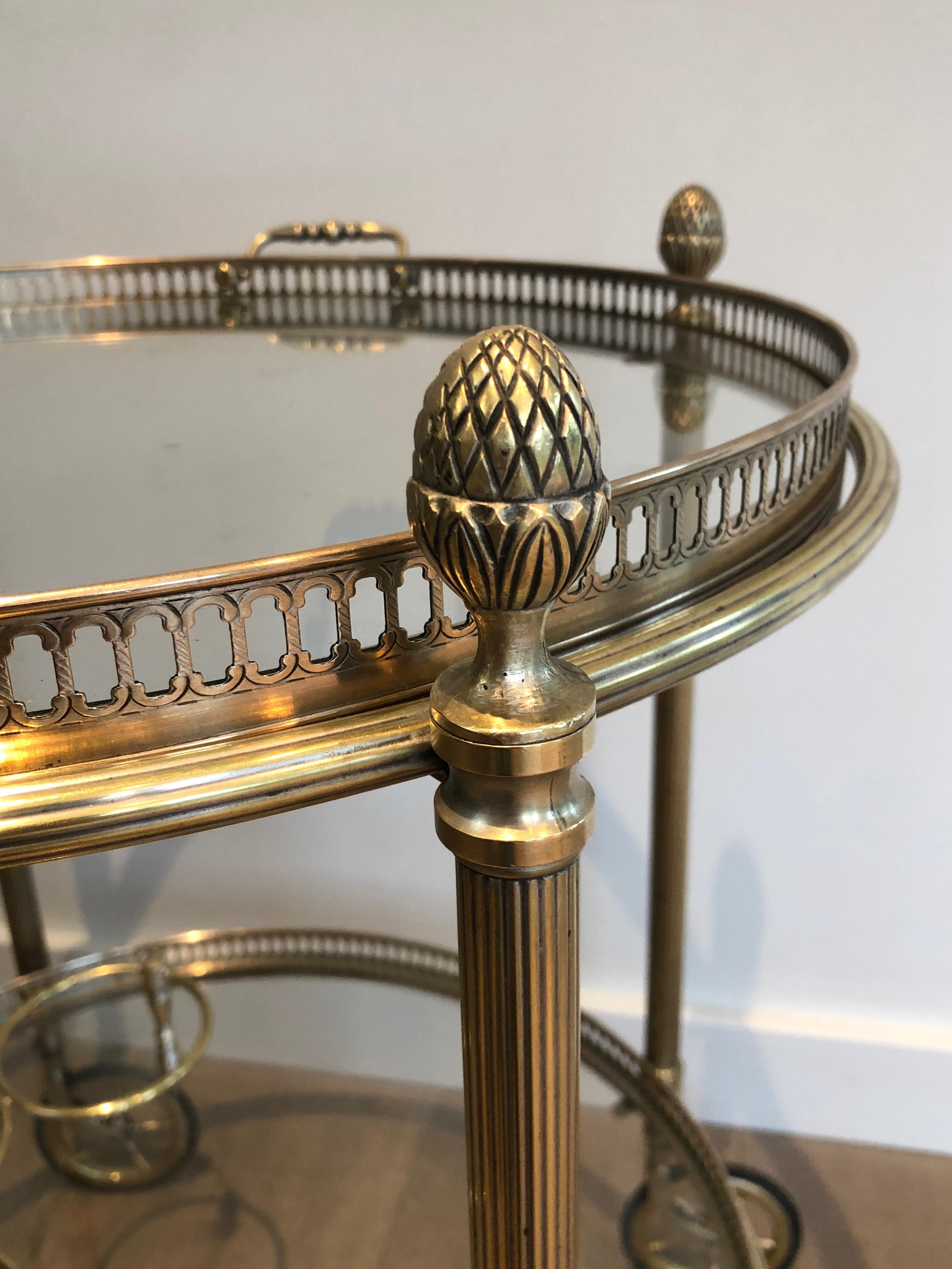 Round Brass Drinks Trolley by Maison Bagués For Sale 4