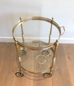 Round Brass Drinks Trolley by Maison Baguès. French. Circa 1940