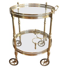 Round Brass Drinks Trolley by Maison Baguès. French. Circa 1940