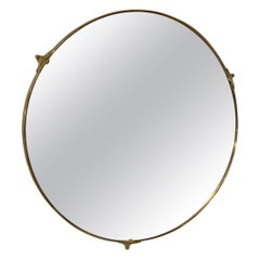 Round Brass-Framed Wall Mirror with Decorative Mounts, Italy 1960s