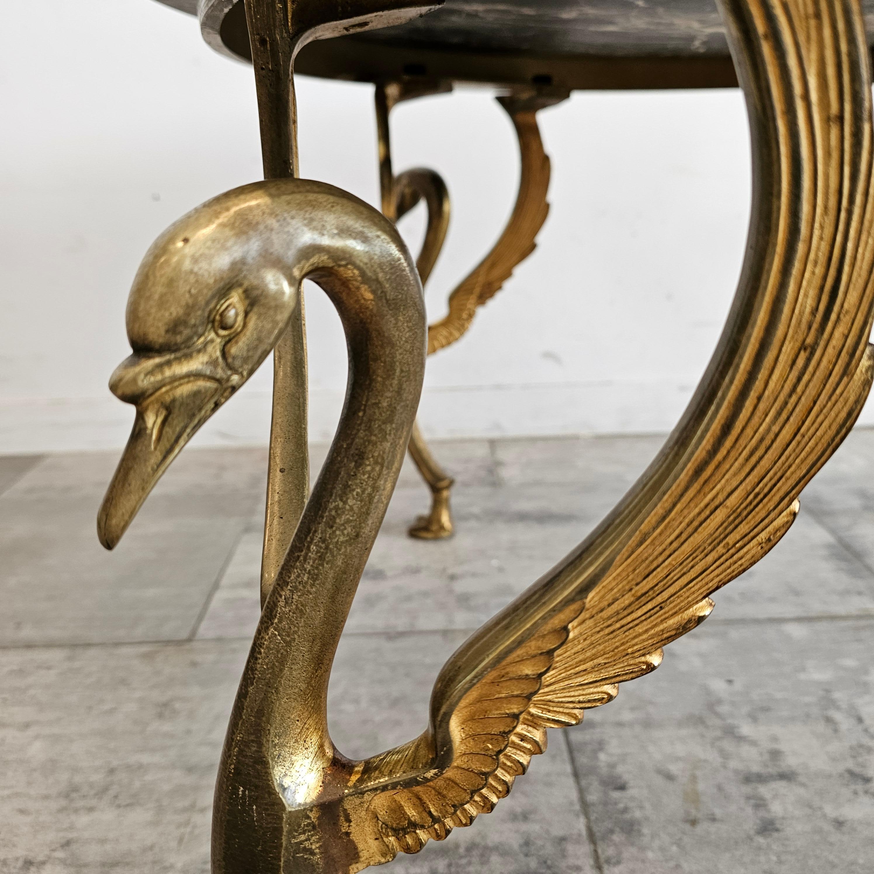Bronze Table basse ronde en laiton et marbre de France en vente
