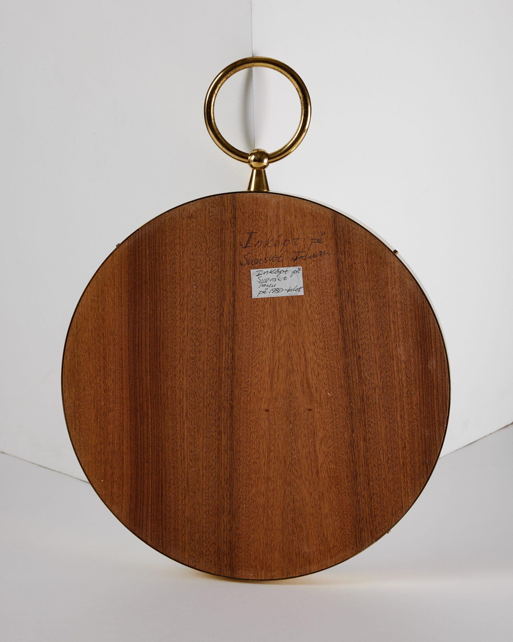 Late 20th Century Round brass mirror designed by Piero Fornasetti for Svenskt Tenn, Sweden, 1980s For Sale
