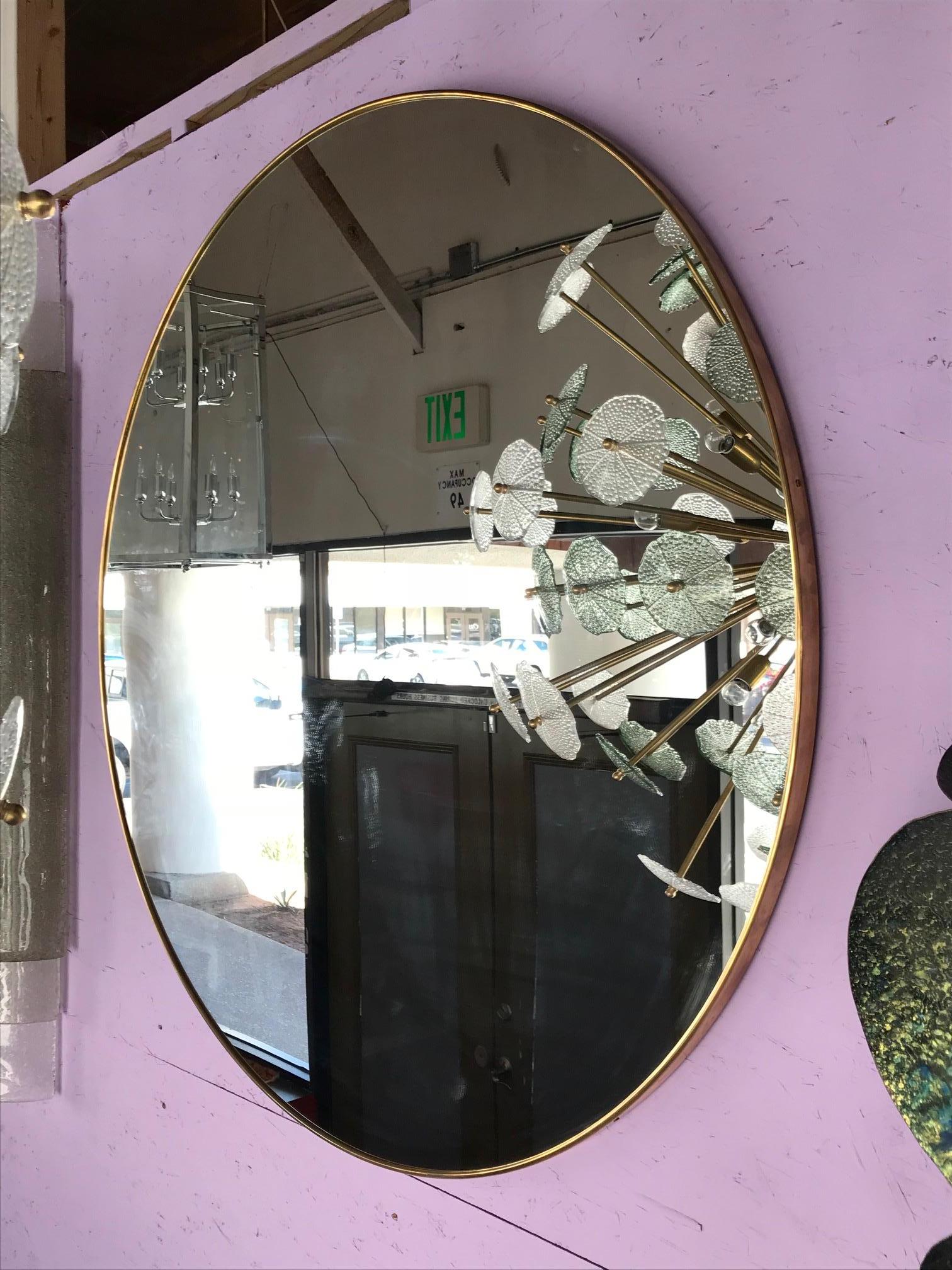 Italian vintage Minimalist round mirror with brass frame / Made in Italy, circa 1960s
Diameter: 43.5 inches / Depth: 1 inch
1 in stock in Palm Springs currently ON SALE for $2,999!!!
Order Reference #: FABIOLTD F137
 