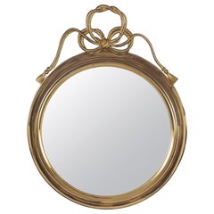 Retro Round Brass Mirror, French, circa 1960