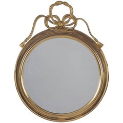 Retro Round Brass Mirror, French, circa 1960