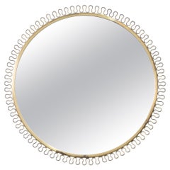 Round brass mirror in the manner of Josef Frank, Swedish modern 1950s