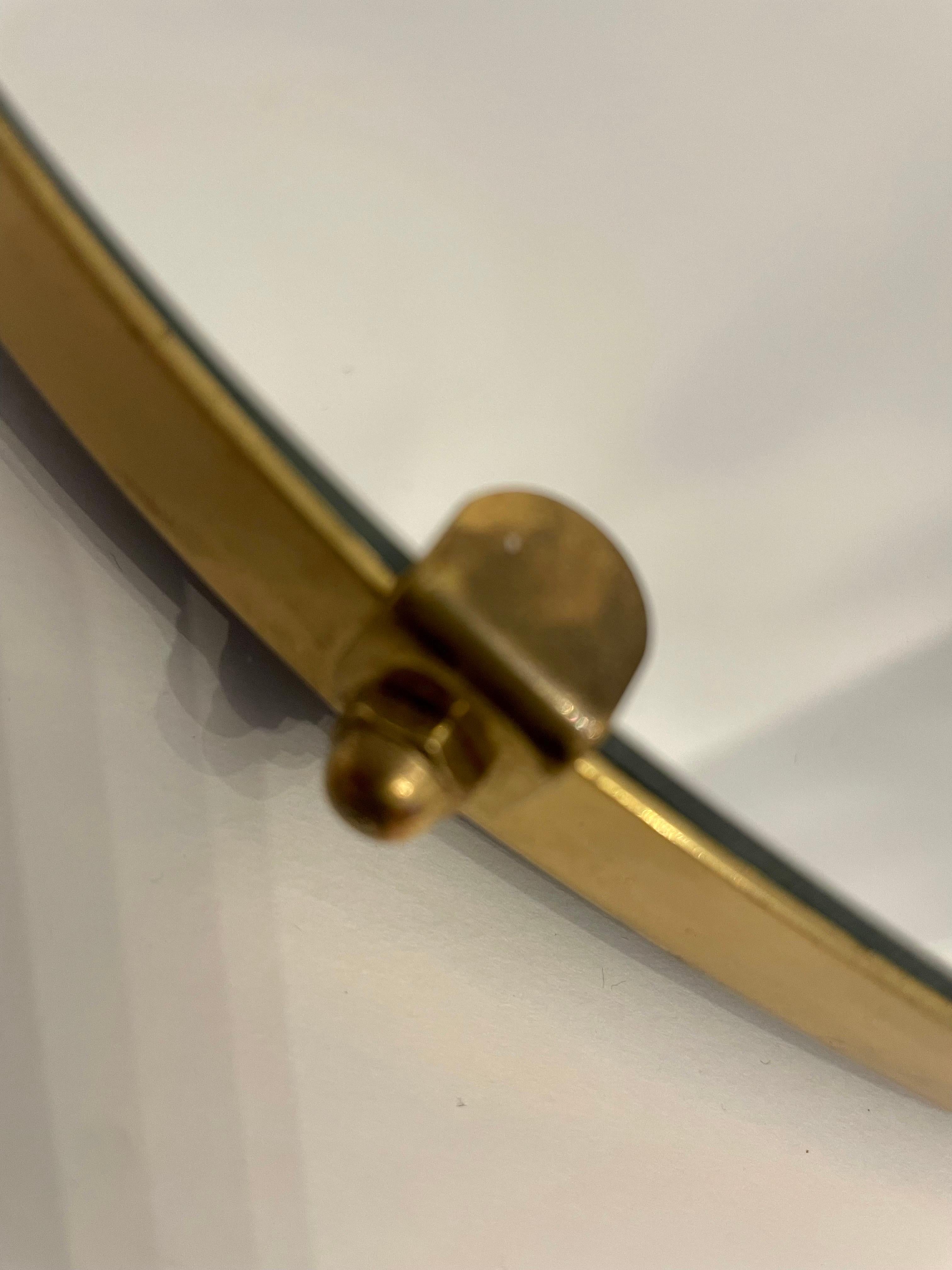 German  Brass Pocket Watch Mirror with Loop Top Finial For Sale