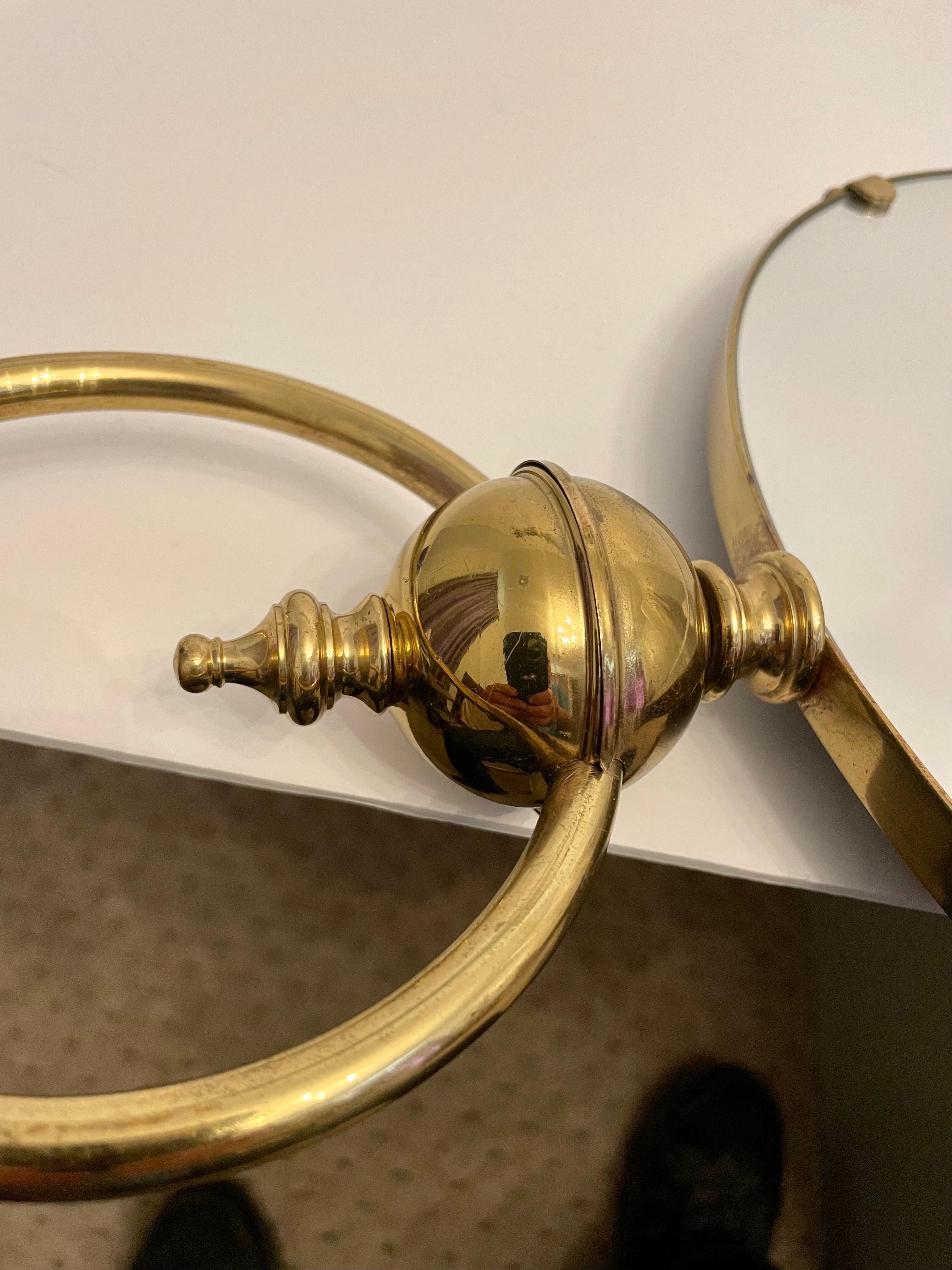  Brass Pocket Watch Mirror with Loop Top Finial In Good Condition For Sale In New York, NY