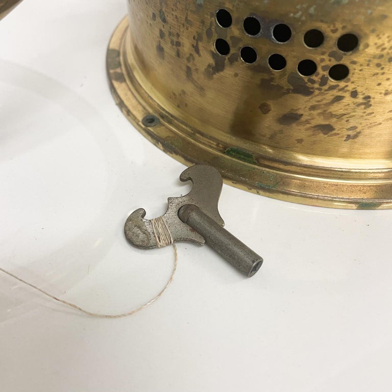 Round Brass Nautical Ship's Bell Clock Winding Key Stockburger West