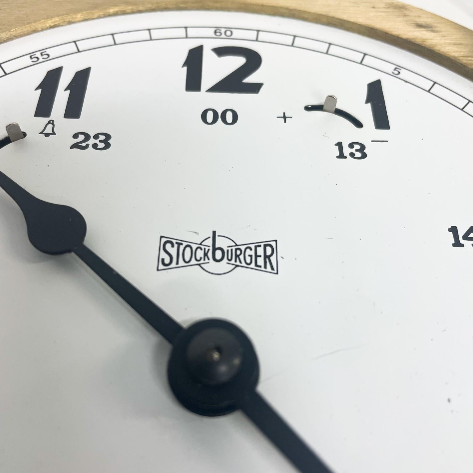 Round Brass Nautical Ship's Bell Clock Winding Key Stockburger West Germany 6