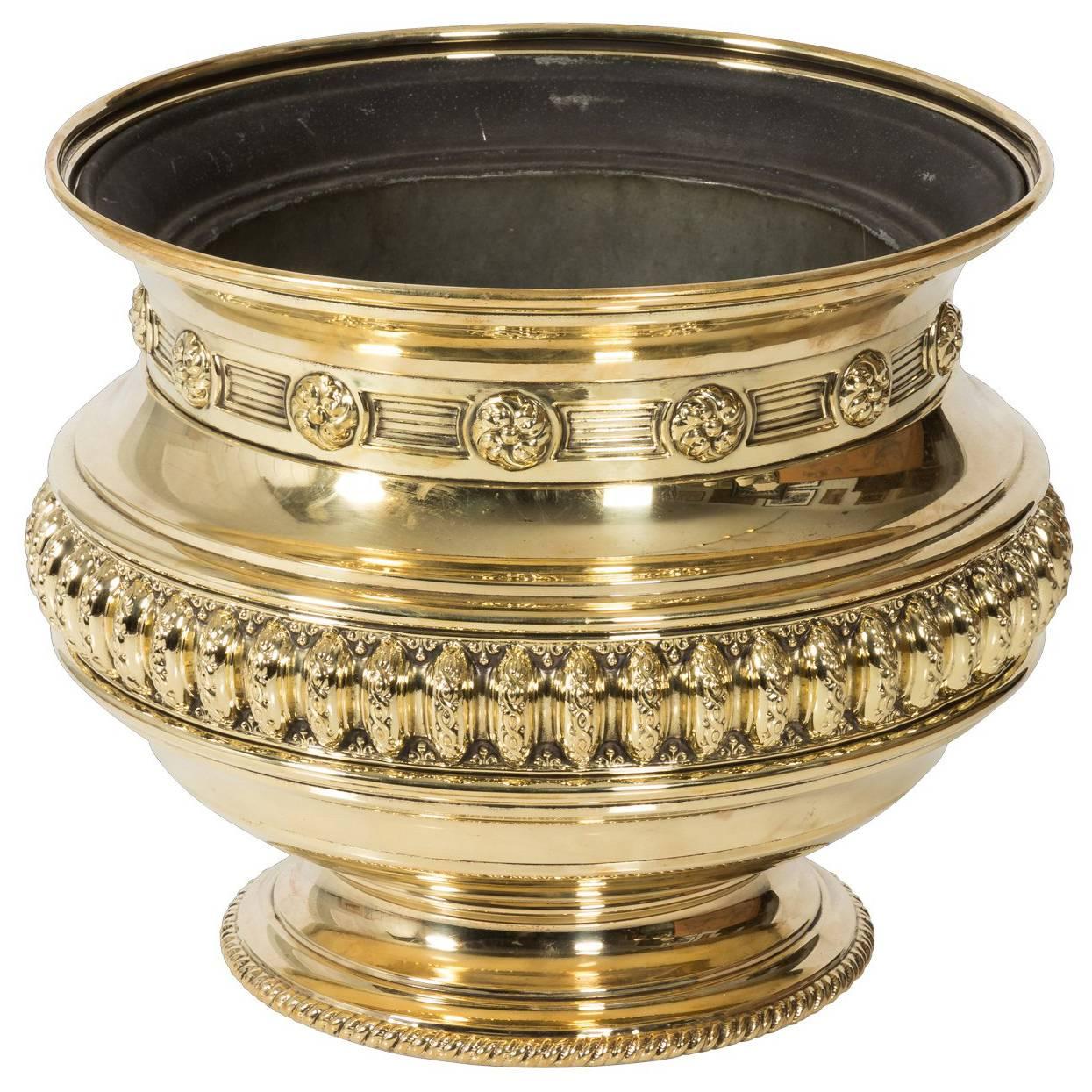 Round Brass Planter