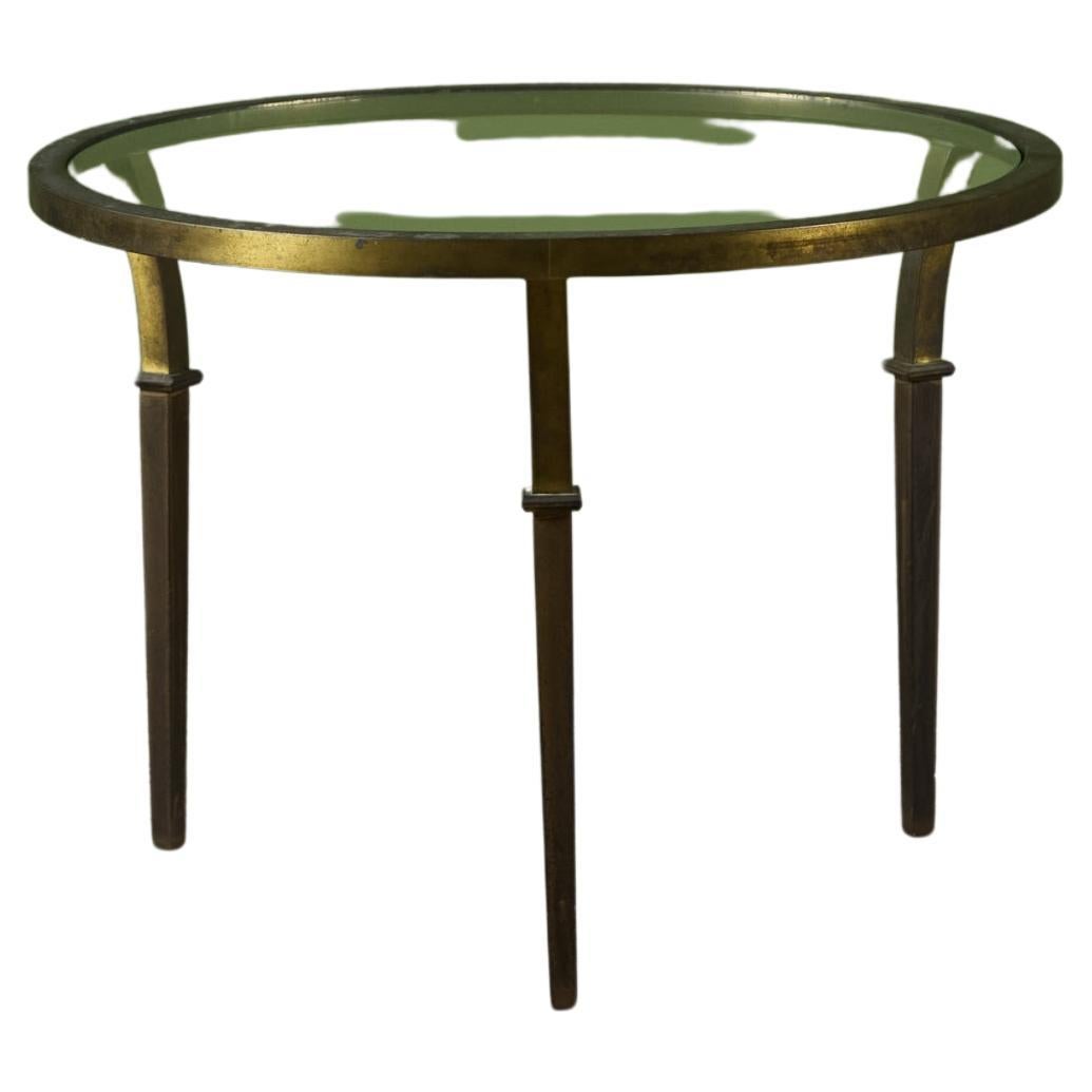 Round Brass Side Table in the Style of Maison Jansen