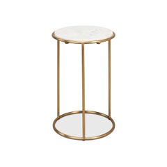 Round Brass Small Chairside Table