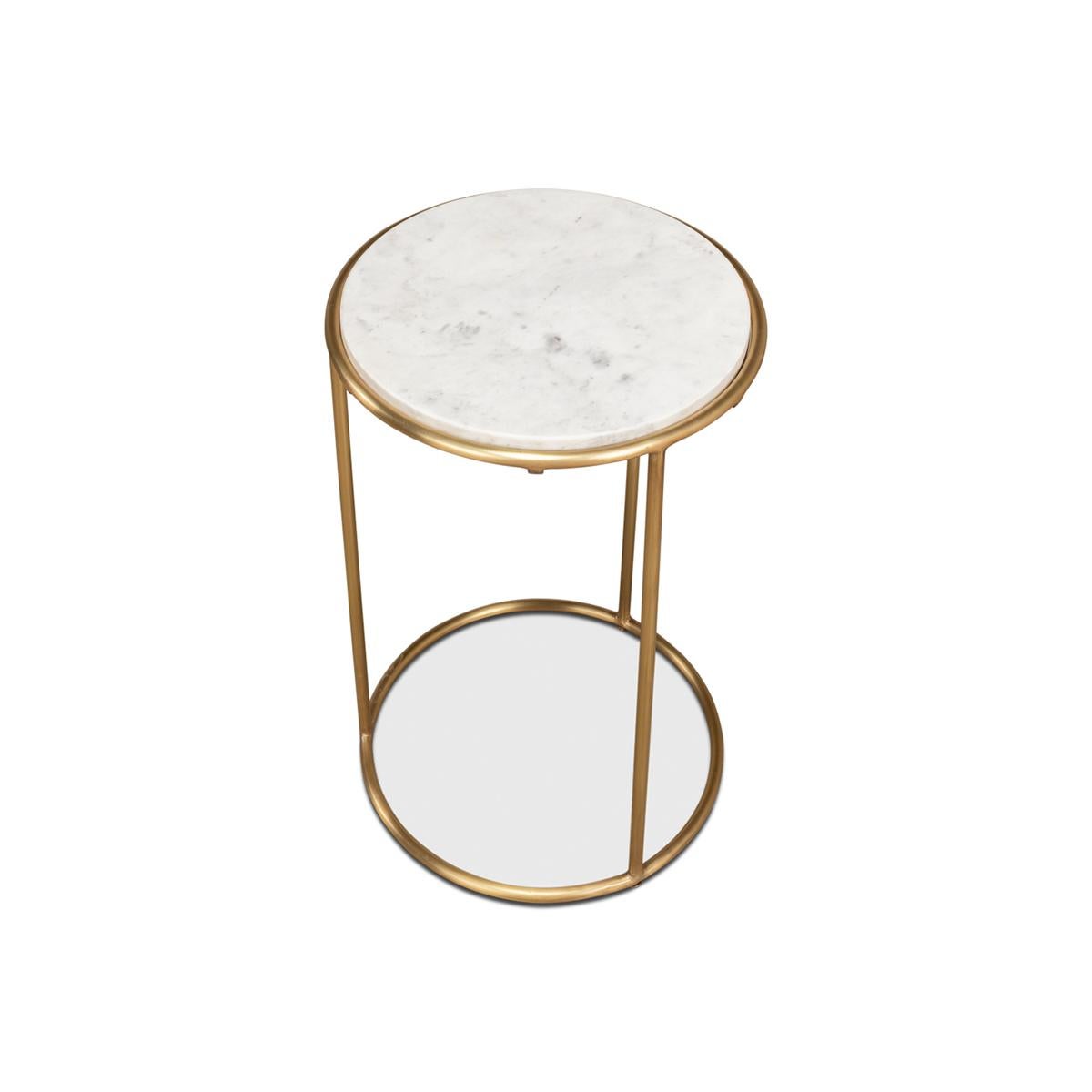 Mid-Century Modern Round Brass Small Chairside Table For Sale