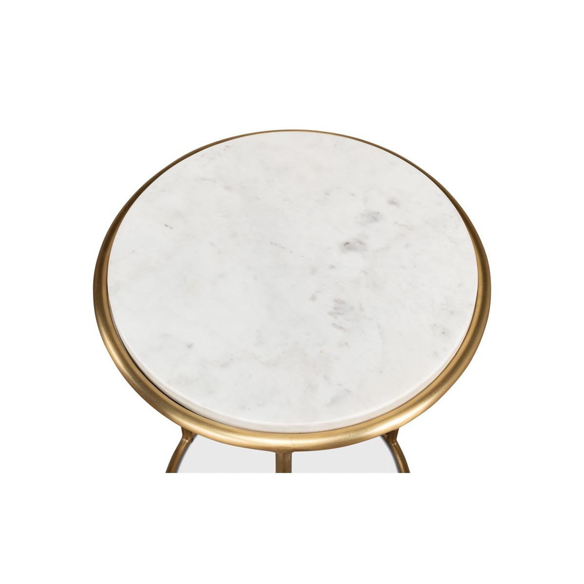 Asian Round Brass Small Chairside Table For Sale