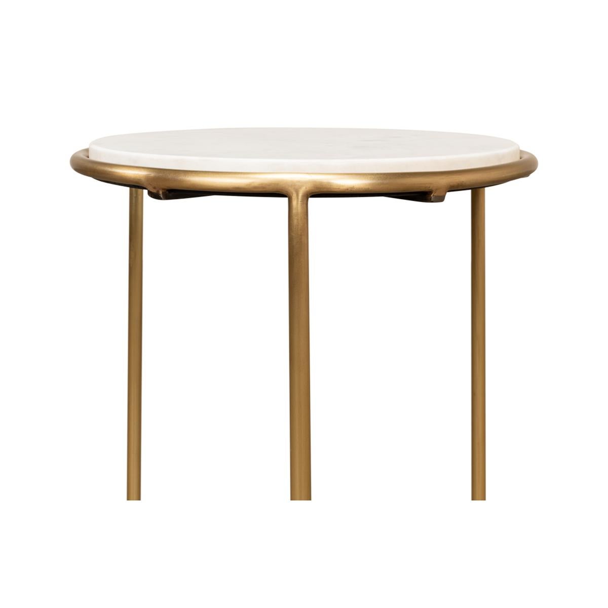 Contemporary Round Brass Small Chairside Table For Sale