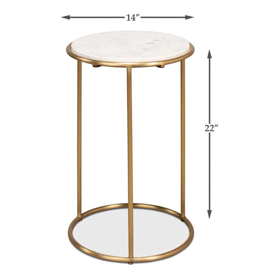 Laiton Petite table de chevet ronde en laiton en vente