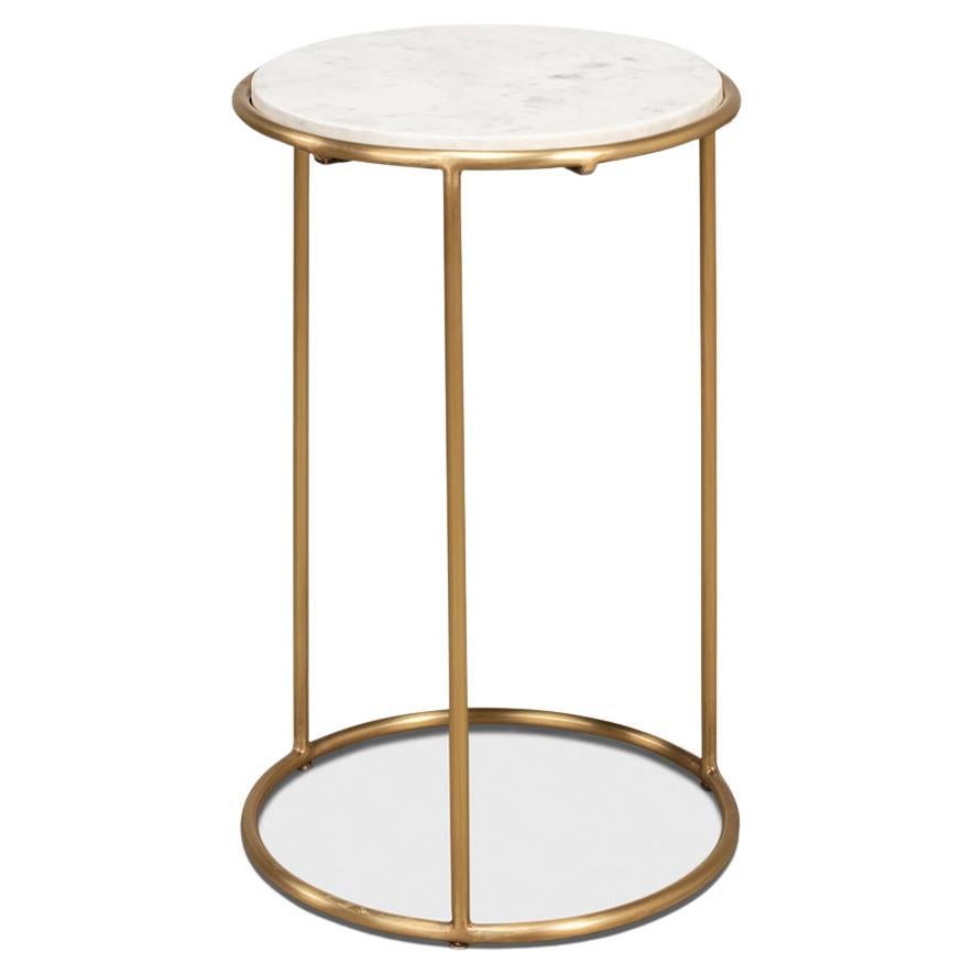 Round Brass Small Chairside Table For Sale