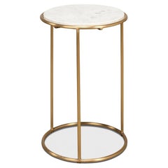 Round Brass Small Chairside Table