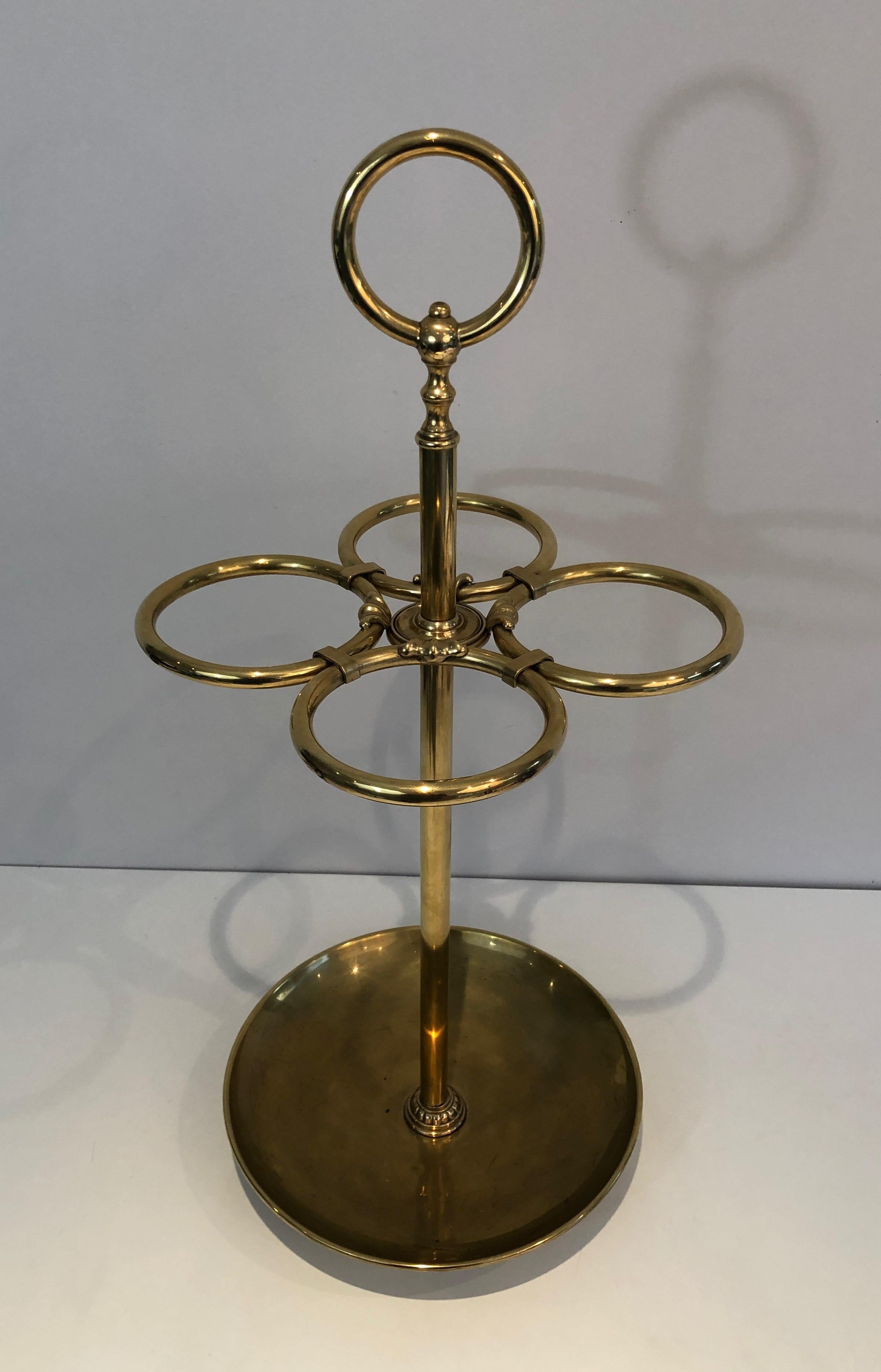 Round Brass Umbrella Stand For Sale 5
