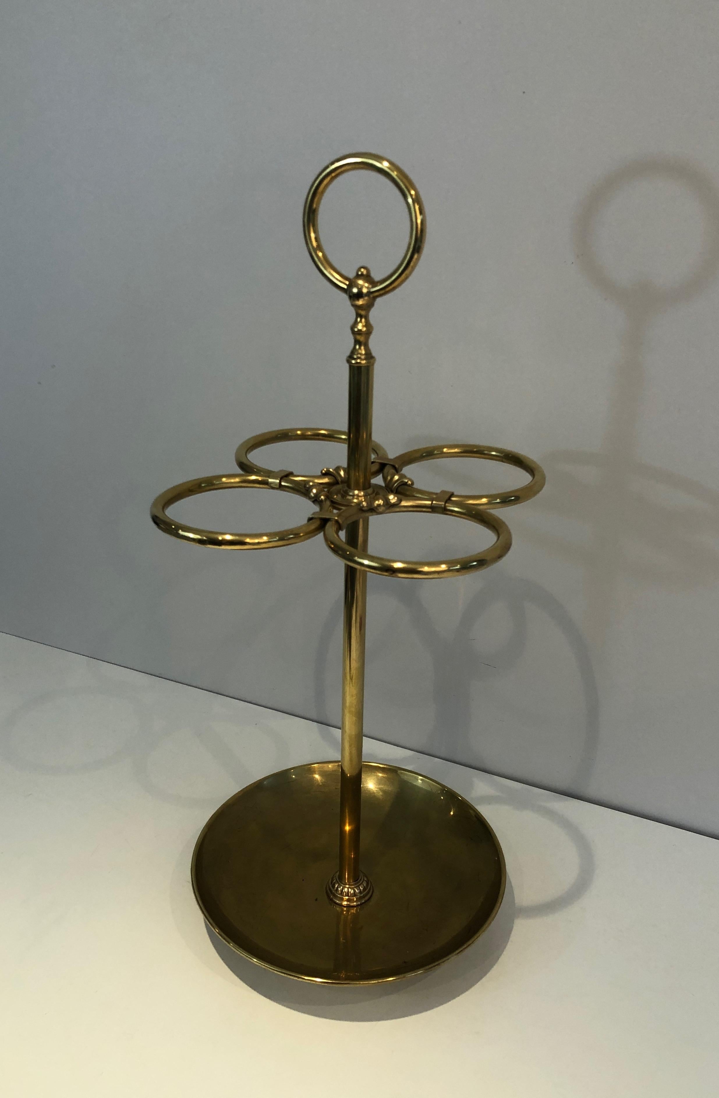 This nice round umbrella stand is all made of brass. This is a French work. Circa 1900