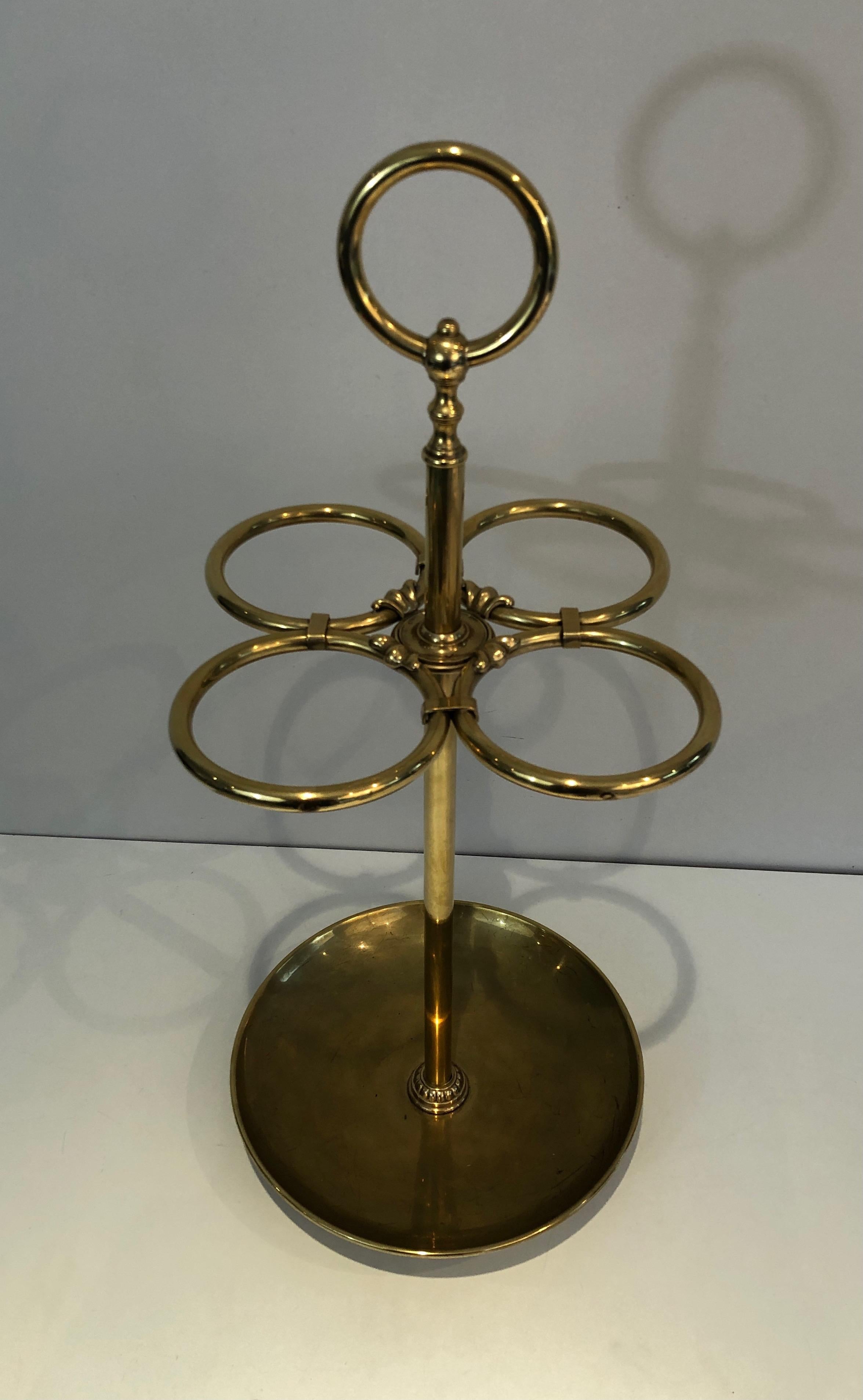 Neoclassical Round Brass Umbrella Stand For Sale