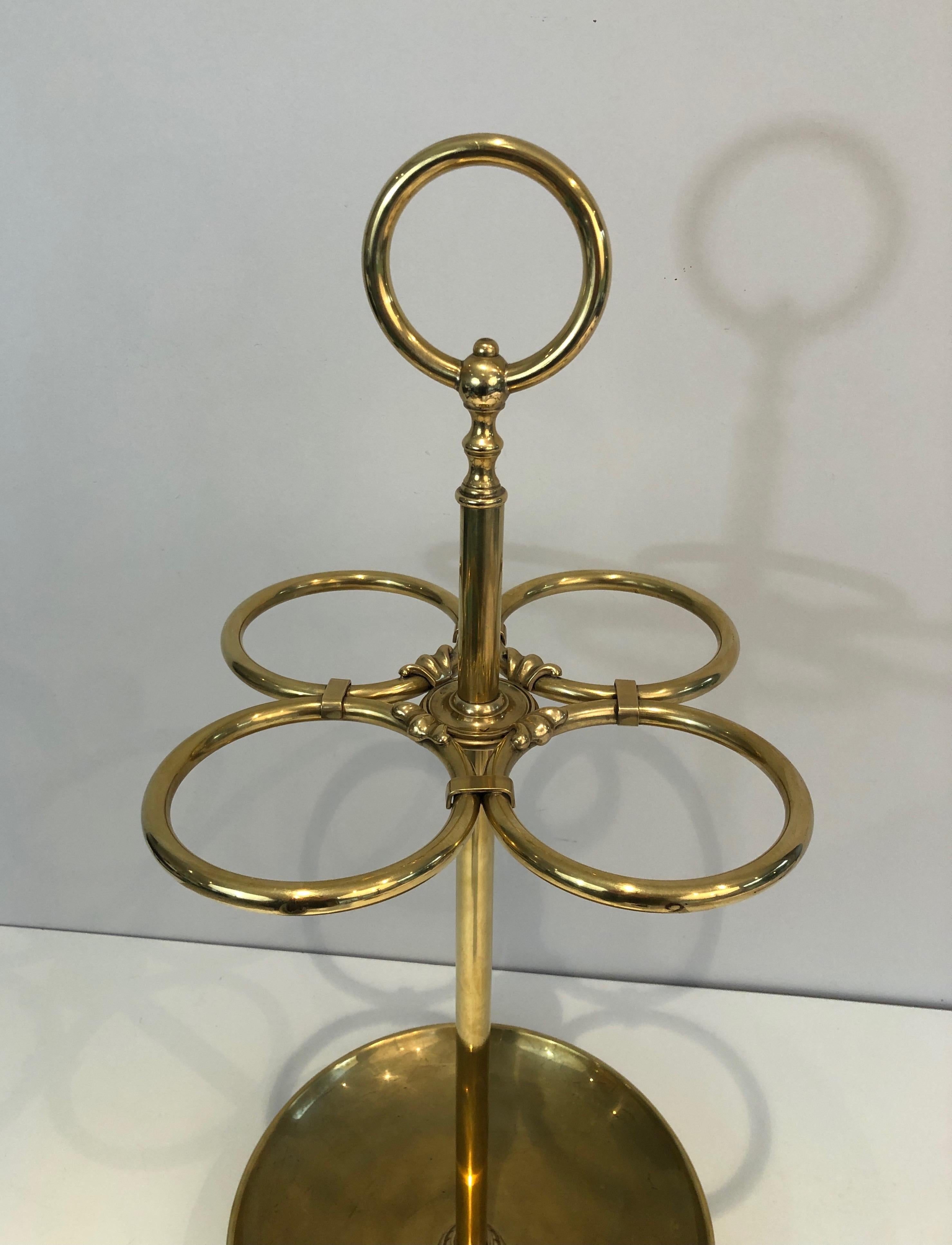 French Round Brass Umbrella Stand For Sale
