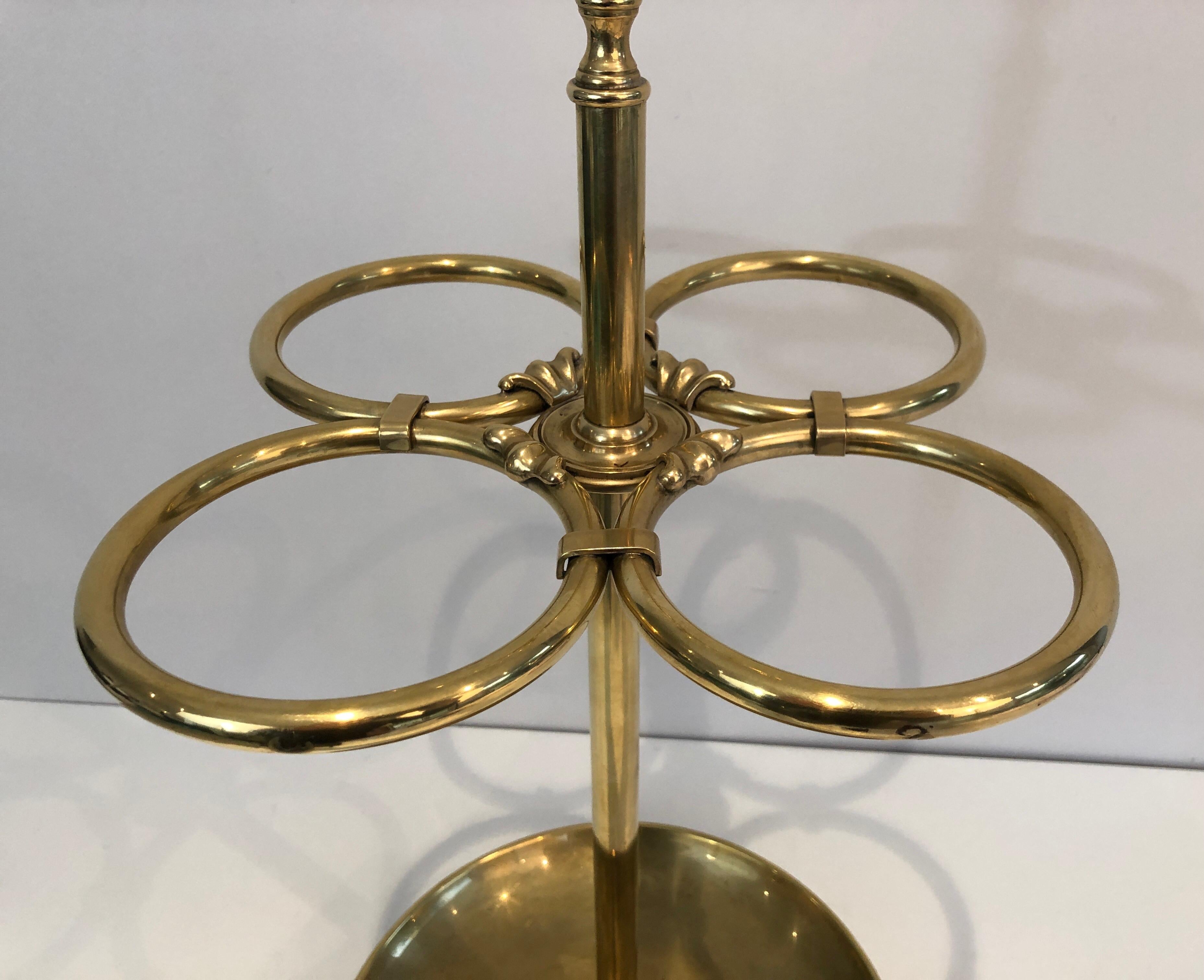 Early 20th Century Round Brass Umbrella Stand For Sale