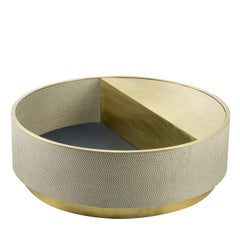 Round Brass with Half-Glass Structure Coffee Table