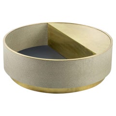 Round Brass with Half-Glass Structure Coffee Table