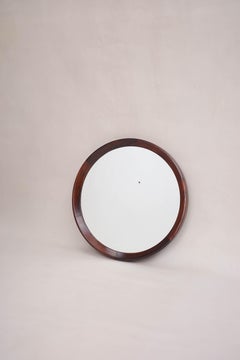 Round Brazilian Jacaranda Wall Mirror, 1970s